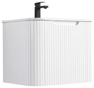 Caskvalley Bath Vanity, Straight Fluted Design Sink Included, White, 24"
