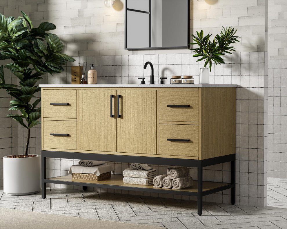 Home Living 54" Single Bathroom Vanity, Honey Brown
