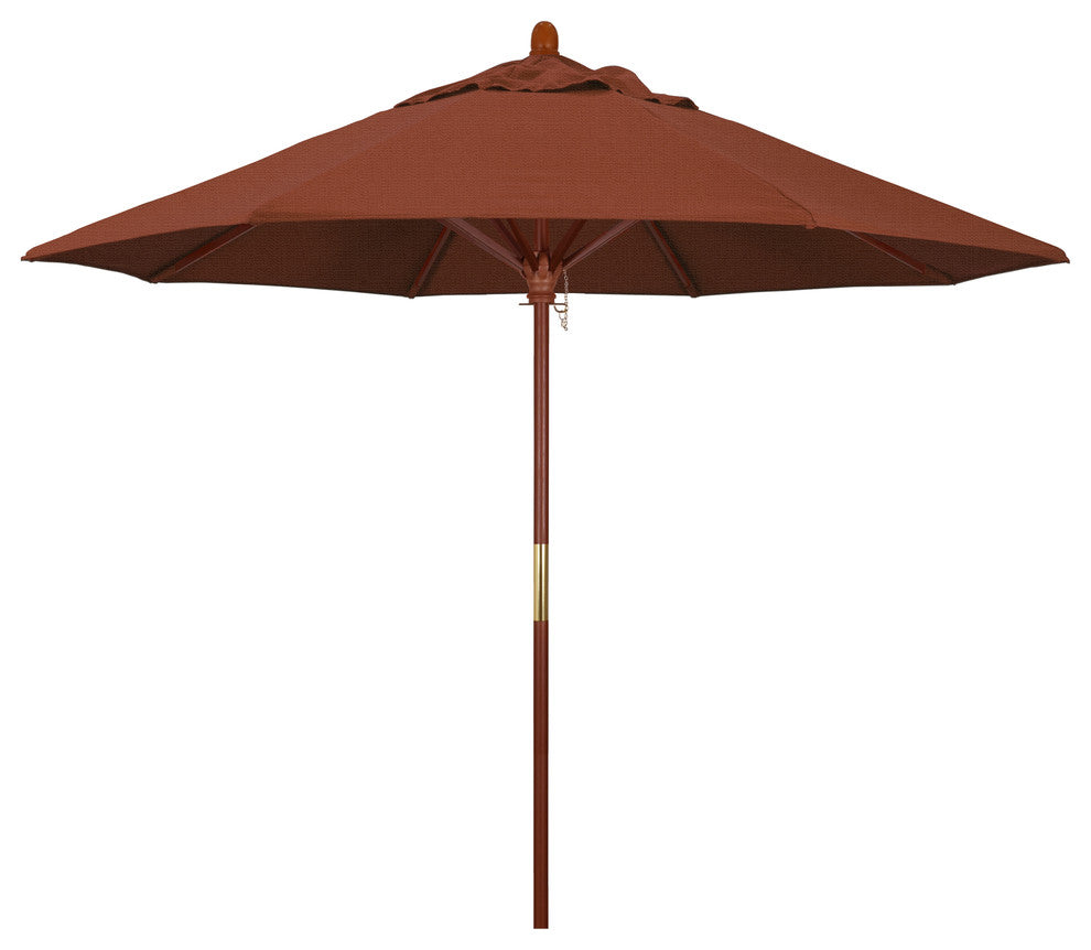 9' Square Push Lift Wood Umbrella, Olefin, Terracotta