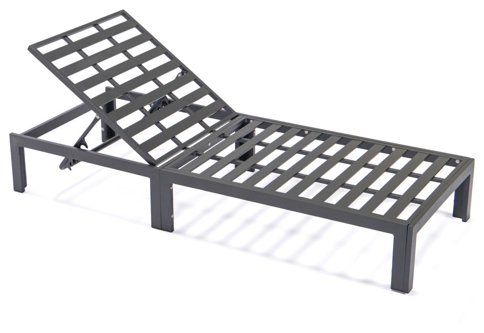 LeisureMod Chelsea Aluminum Patio Chasie Lounge Chair With Cushions, Black