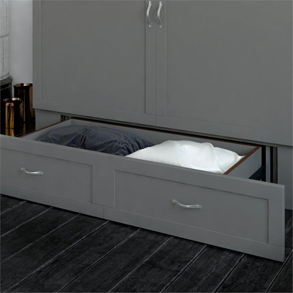 AFI Hamilton Queen Solid Wood Murphy Bed Chest with Built-In Charger in Grey