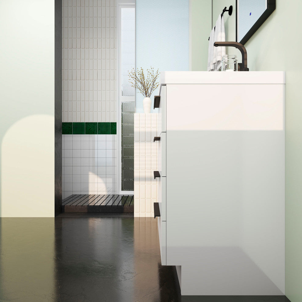 Carla 24" Freestanding Bathroom Vanity, Gloss White