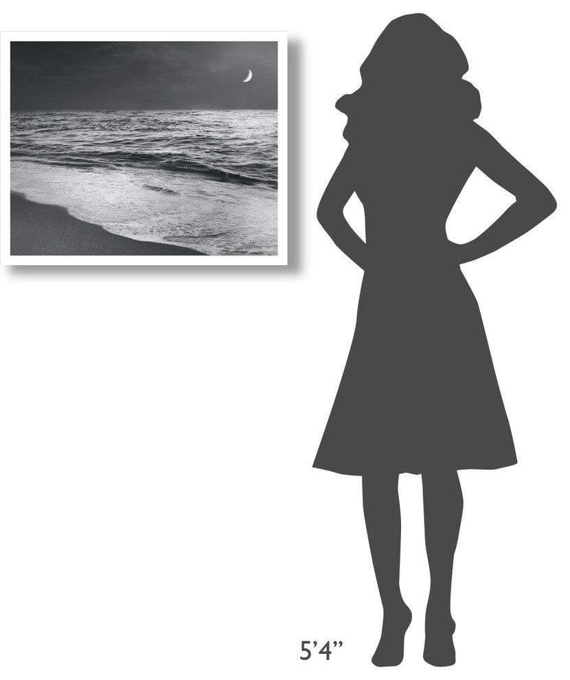 "Moonrise Beach Black and White" Digital Paper Print by Sue Schlabach, 30"x24"