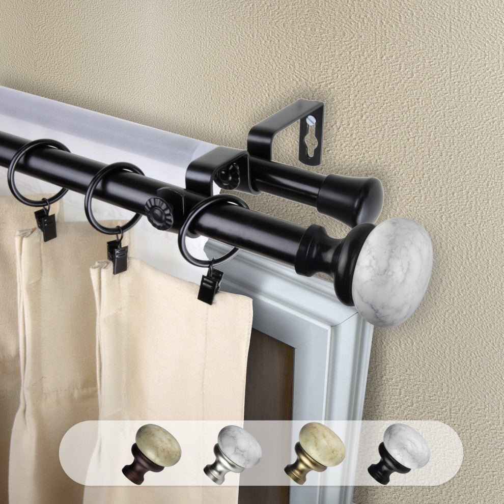Creola 13/16" Double Curtain Rod Black