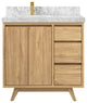 Madison Teak 36 Left Offset Bath Vanity in Light Natural 2" Carrara Marble