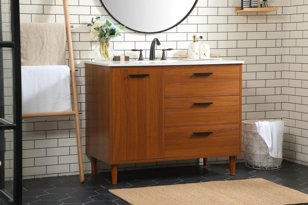 Elegant Decor Baldwin Bathroom Vanity Teak