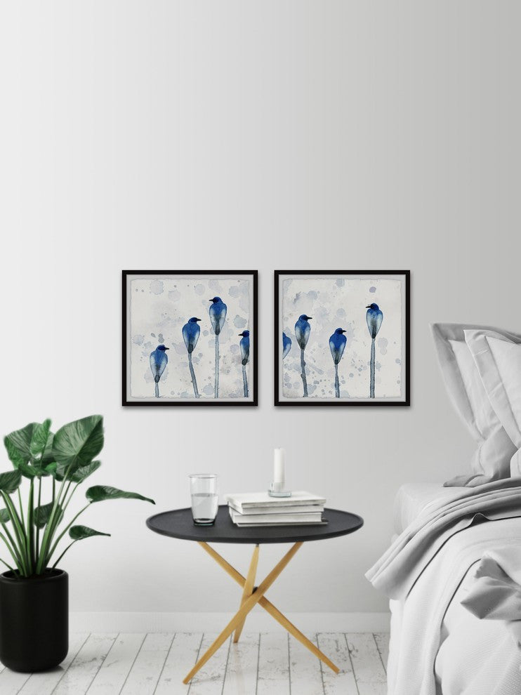 Standing Blue Birds Diptych, 36"x18"