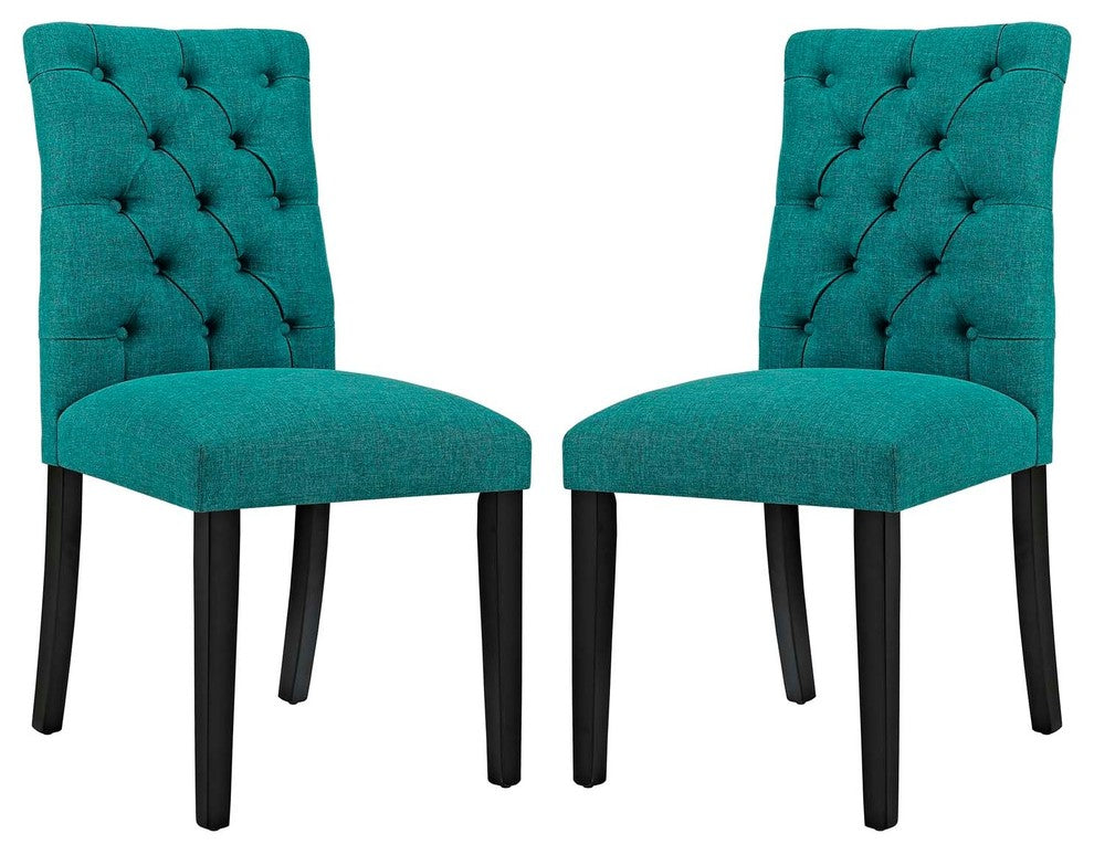 Duchess Dining Chair Fabric Set of 2, Teal