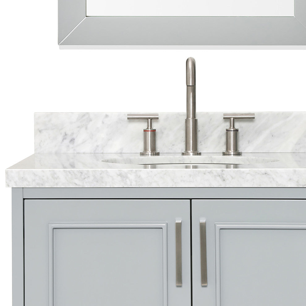 Ariel Stafford 85" Rectangle Sinks Bath Vanity Carrara Marble Espresso