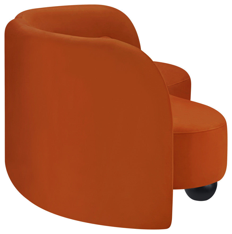 Daphne Upholstered Chair/Loveseat/Sofa, Cognac, Velvet, Sofa