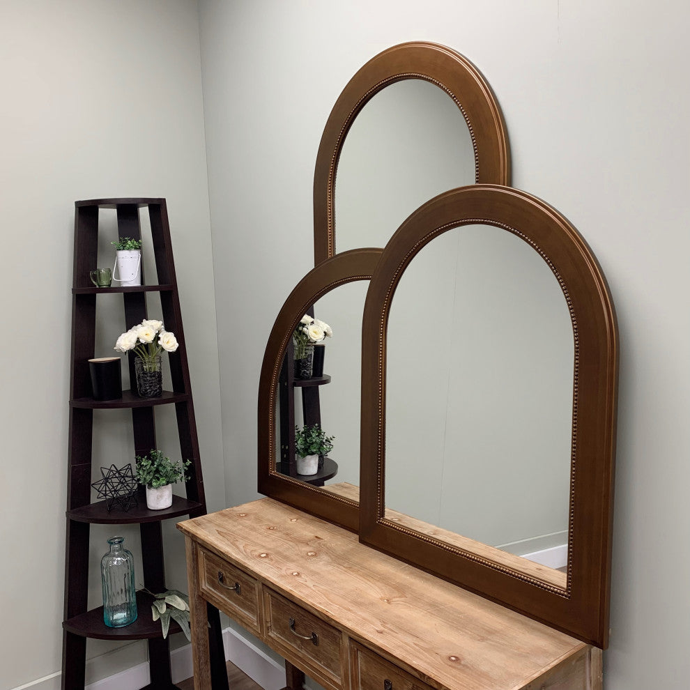 Yvonne Framed Mantel Mirror, Crescent Cathedral, 42.4"x31.4", Autumn Bronze