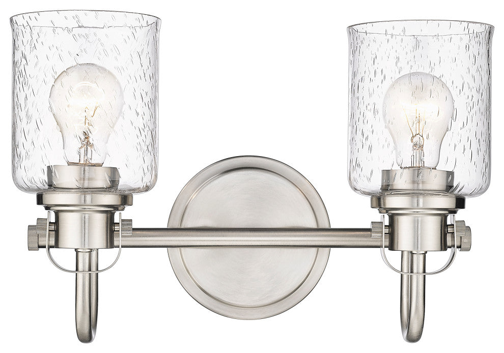Zlite 340-2V-BN 2-Light Vanity, Clear Seeded