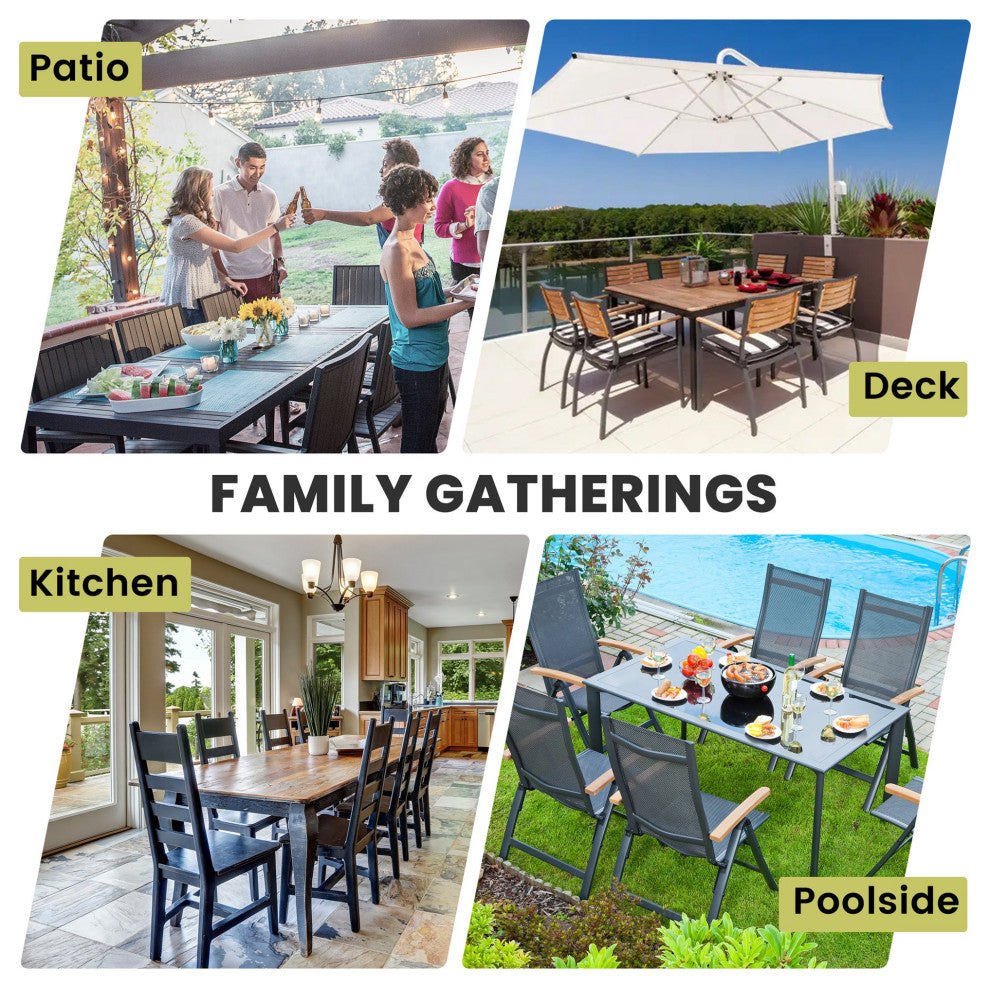 4-8 Person Expandable Aluminum Outdoor Patio Dining Table Dark Gray, Gray