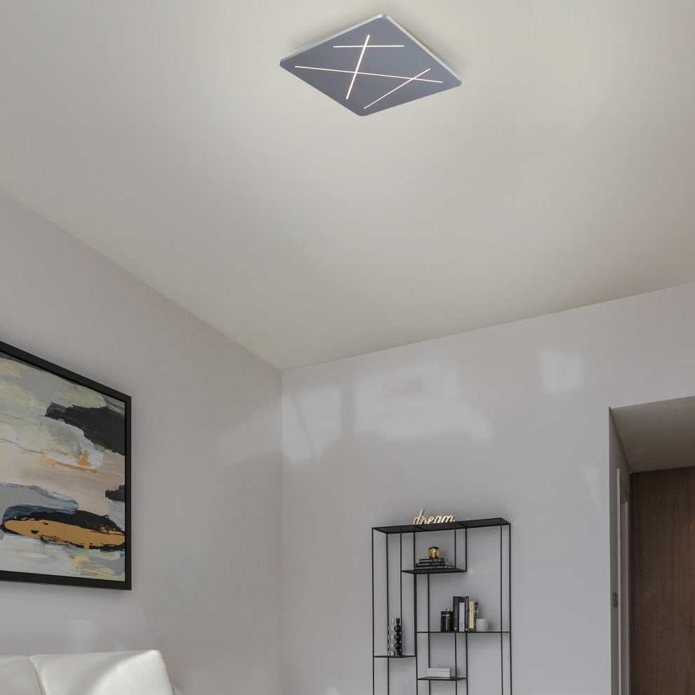 Tureis ETL Certified Integrated LED Ceiling Light, Silver, 18"