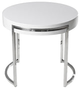 Leah Round Side Table, White