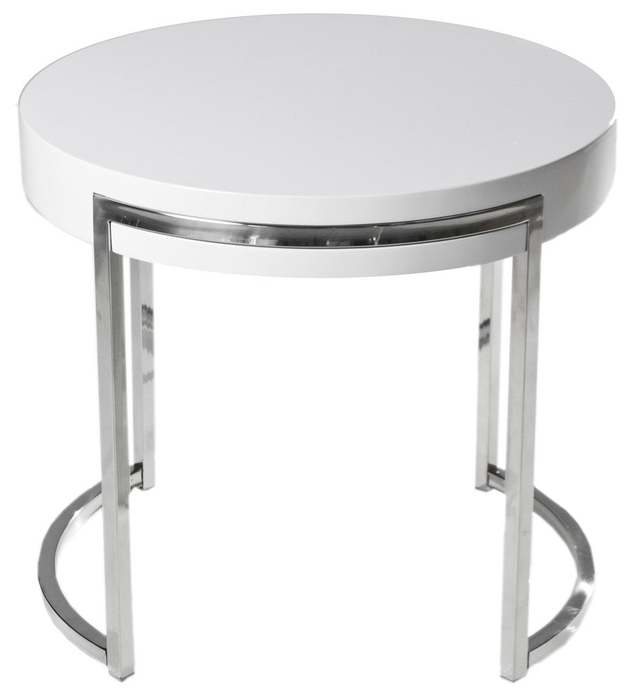 Leah Round Side Table, White