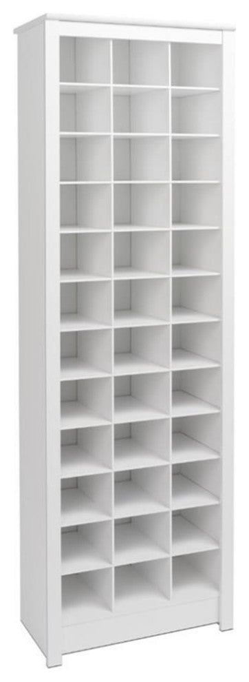 Prepac Space Saving 36 Cubby Shoe Storage Cabinet in White