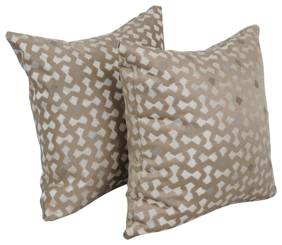 17" Jacquard Throw Pillows With Inserts, Set of 2, Talamols Camel