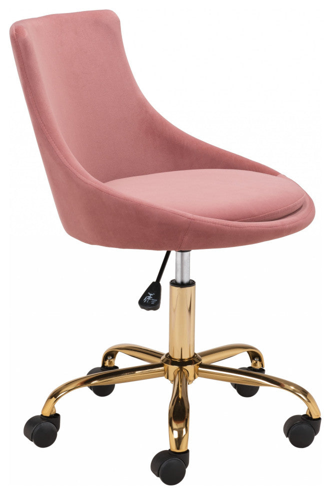 Glam Pink and Gold Round Armless Rolling Office Chair