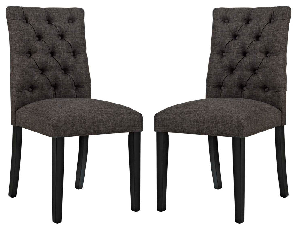 Duchess Dining Chair Fabric Set of 2 EEI-3474-BRN