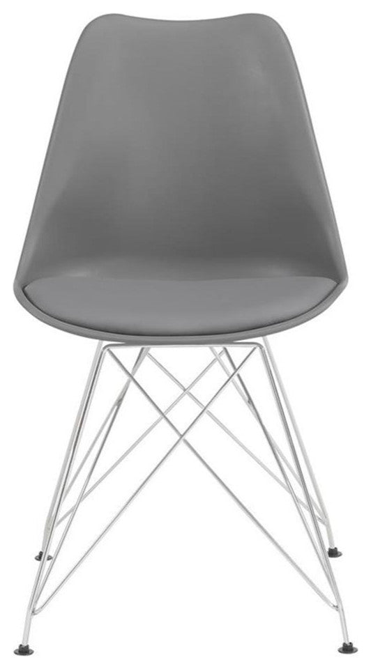 Pemberly Row 19" Upholstered Faux Leather Side Chair in Gray