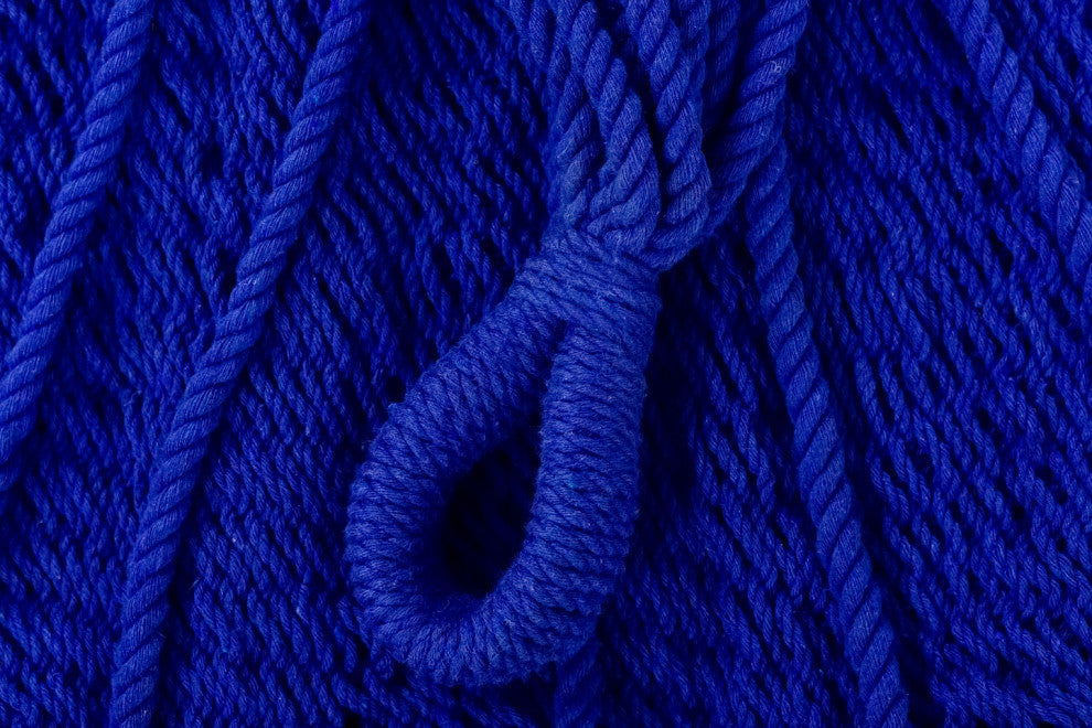 Cobalt Blue Cotton Hammock, Wooden Bar