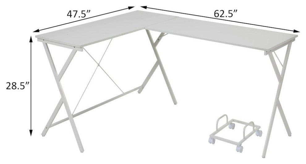 L-shaped Computer Desk with CPU Holder