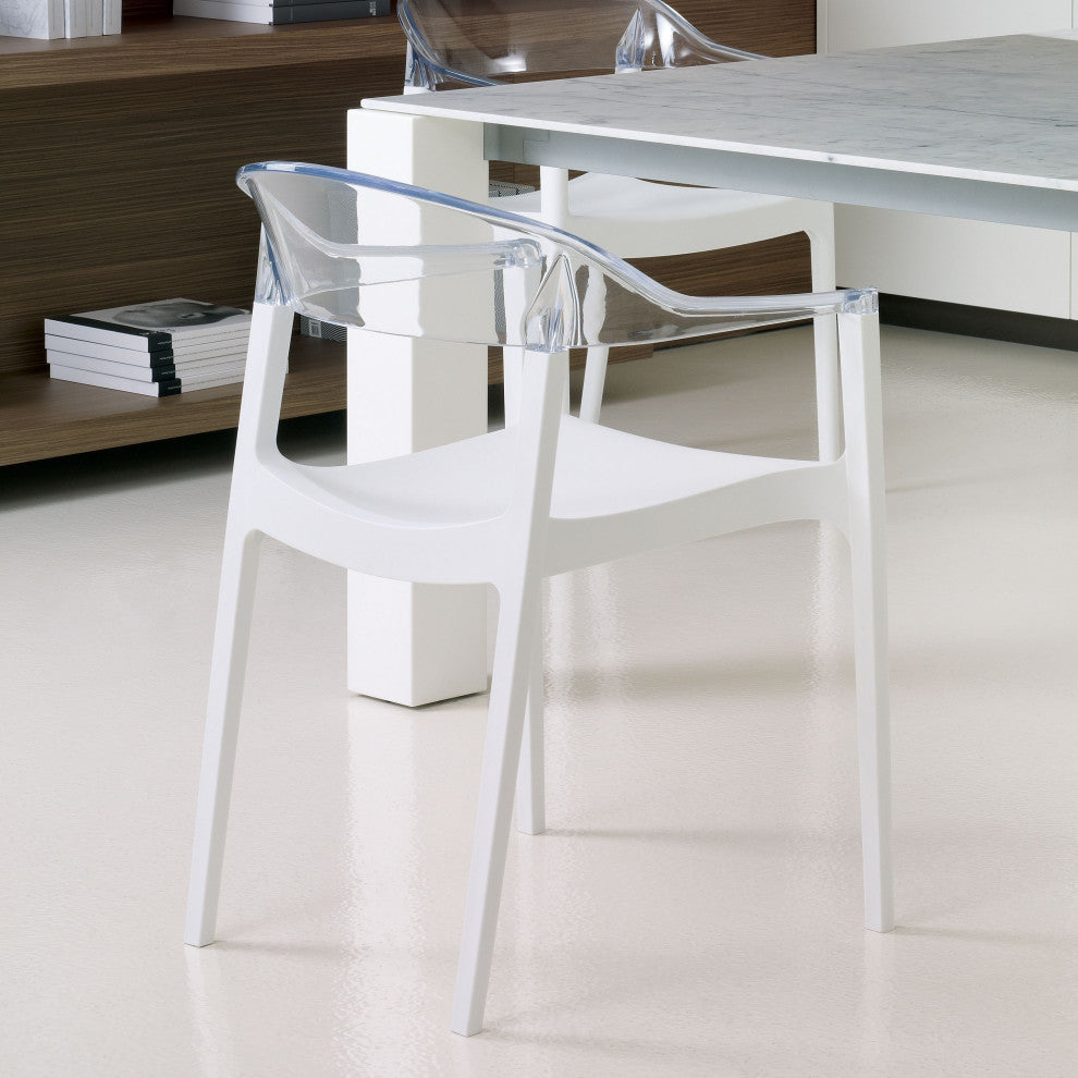 Compamia Carmen Dining Chairs, Set of 2, White and Clear