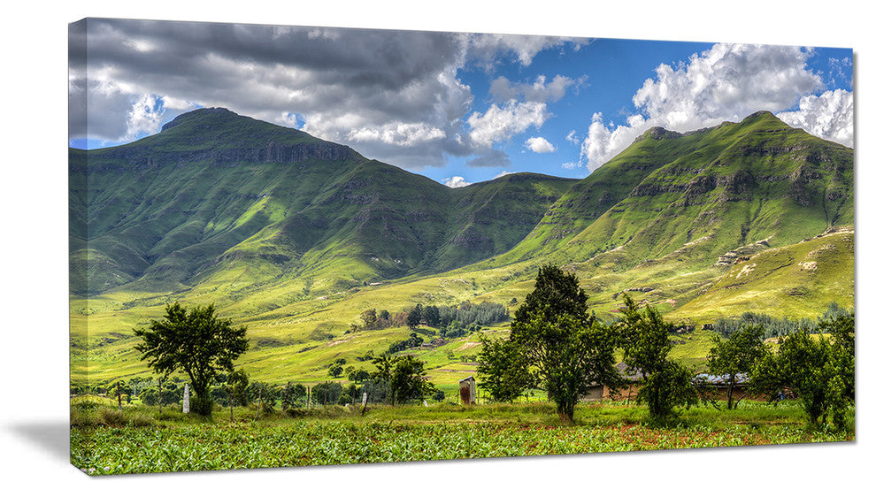 Lesotho Mountains Panorama, Landscape Canvas Art Print, 32"x16"