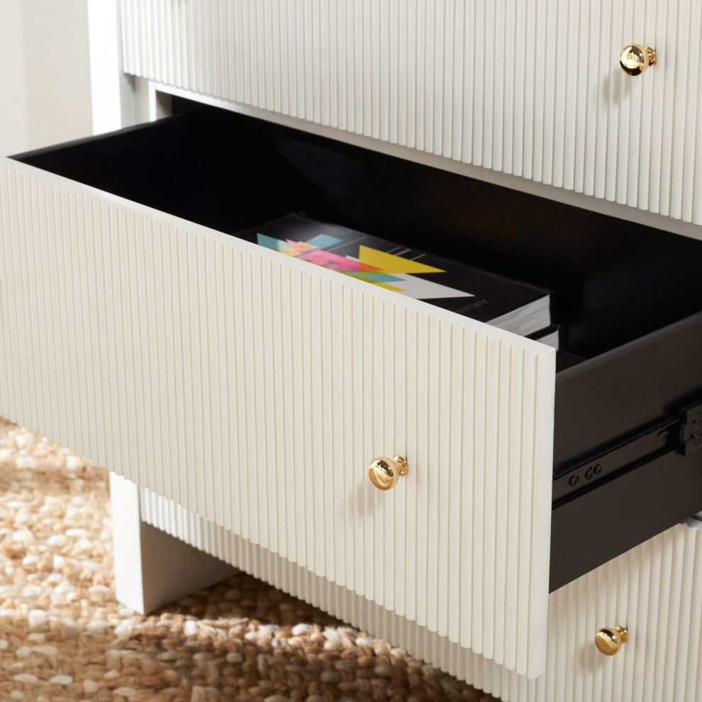 Safavieh Couture Liabella 6 Drawer Curved Dresser, White/Gold, White/Gold