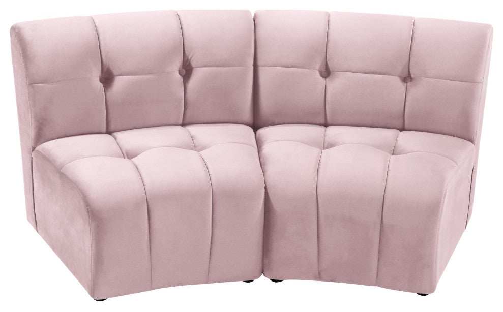 Limitless Velvet Upholstered 2-Piece Modular Sectional, Pink