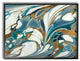 Blue and Gold Water Marble Framed Giclee Texturized Art, 16x20