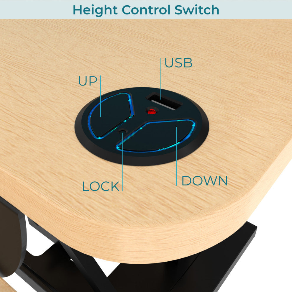 VersaDeskÂ® PowerProÂ® Electric Height Adjustable Standing Desk Converter, Maple, 48''