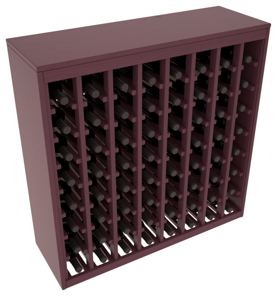 64-Bottle Deluxe Wine Rack,  Pine, Burgundy + Satin