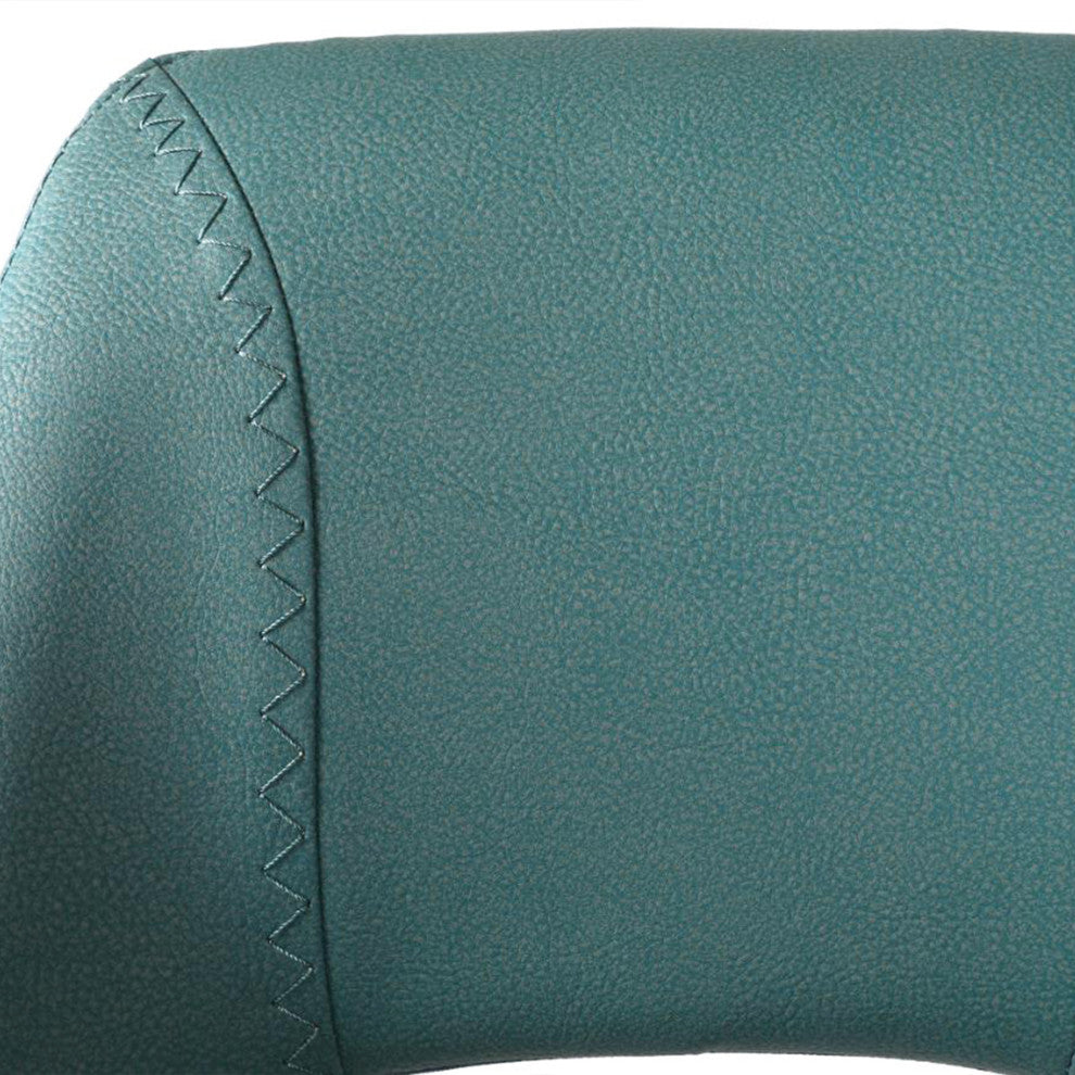 Carise Blue Faux Leather and Black Metal Swivel 26" Counter Stool