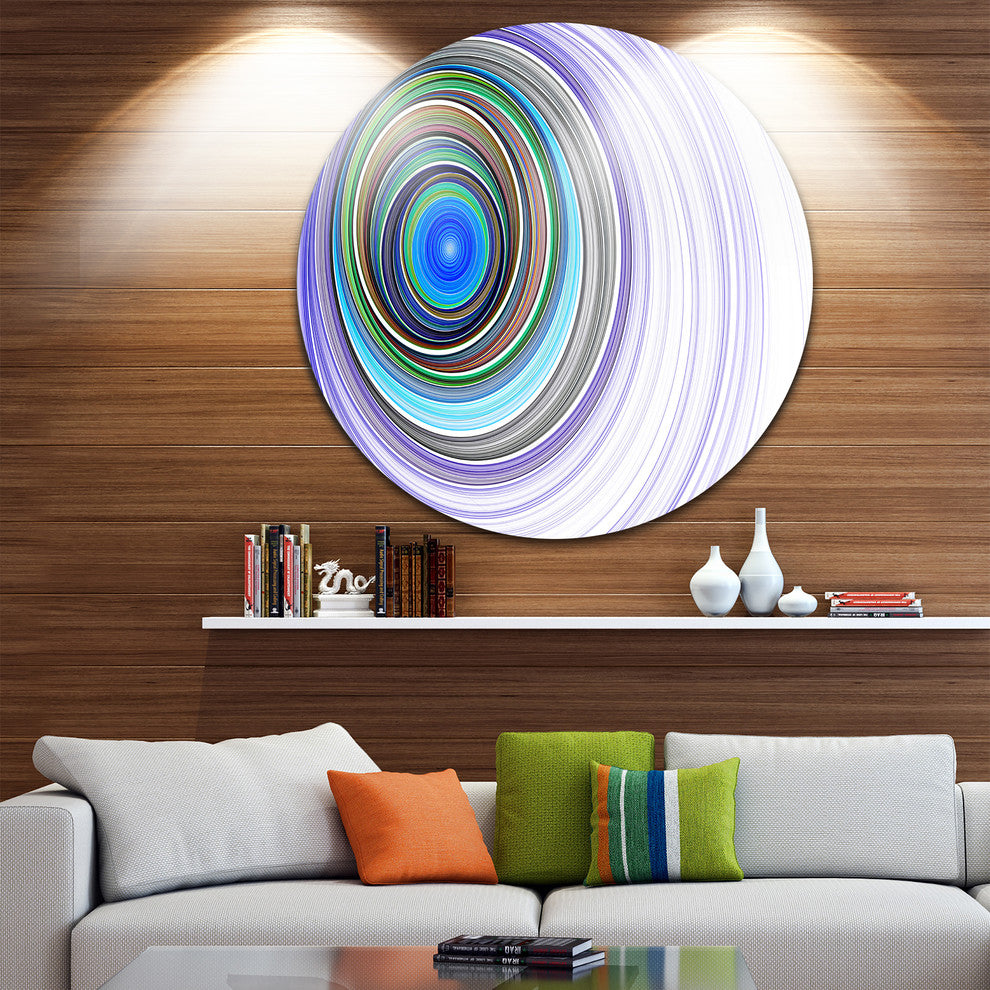 Endless Tunnel Purple Ripples, Abstract Digital Round Wall Art, 23"