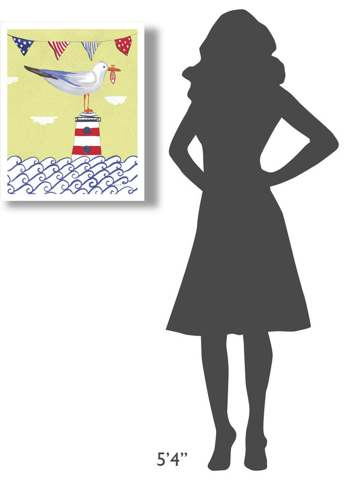 "Coastal Bird I Flags" Digital Paper Print by Farida Zaman, 22"x26"