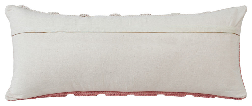 Textured Pyramids Color Block Cotton Throw Pillow, Pink, 14"x36"