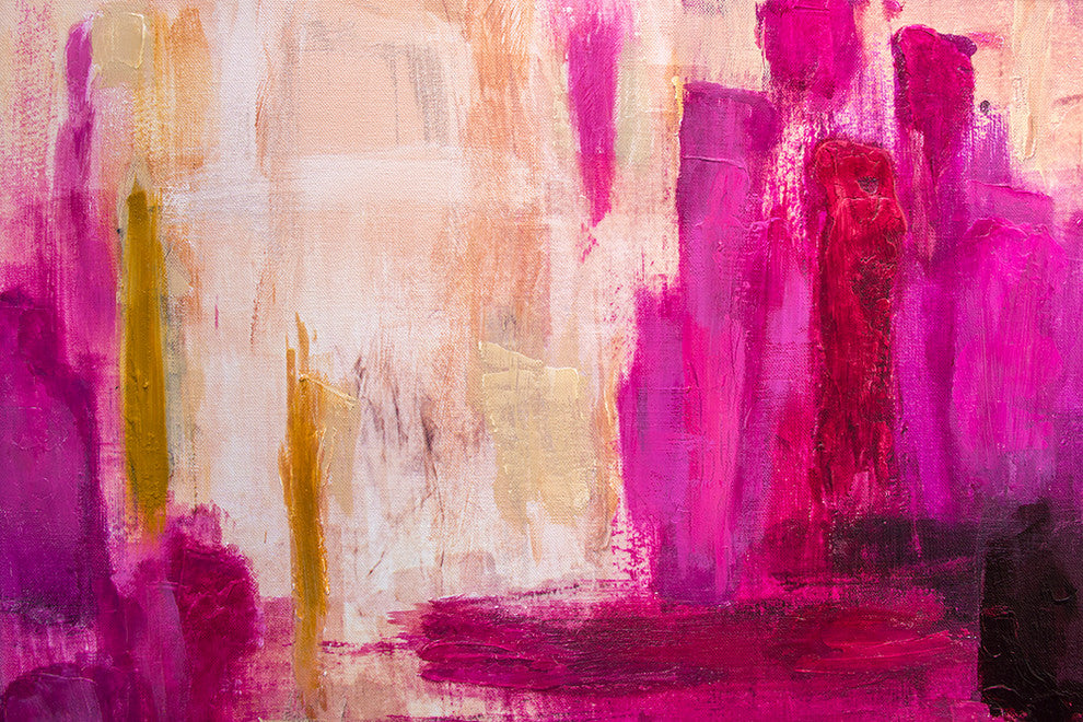 "Pink Paintstrokes" Metal, 20"x30"