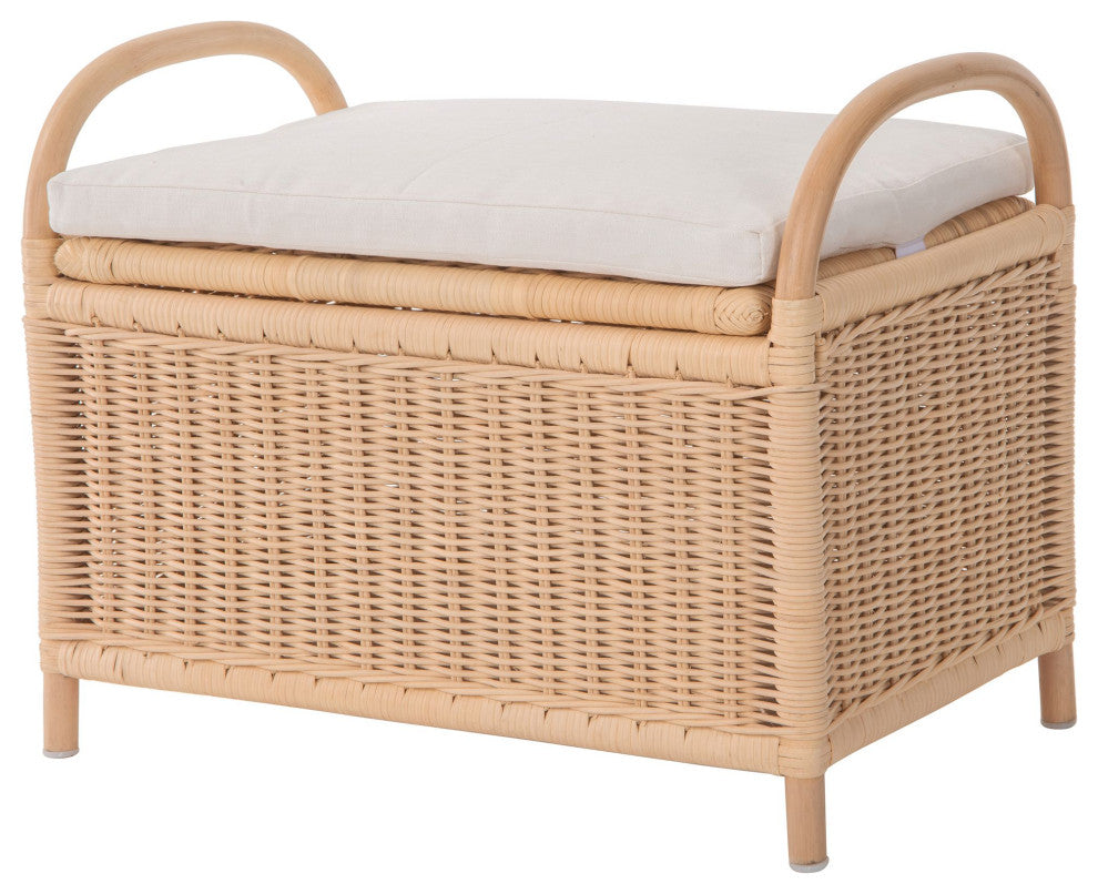 Kids Rattan Storage Trunk Bench -Seat Cushion