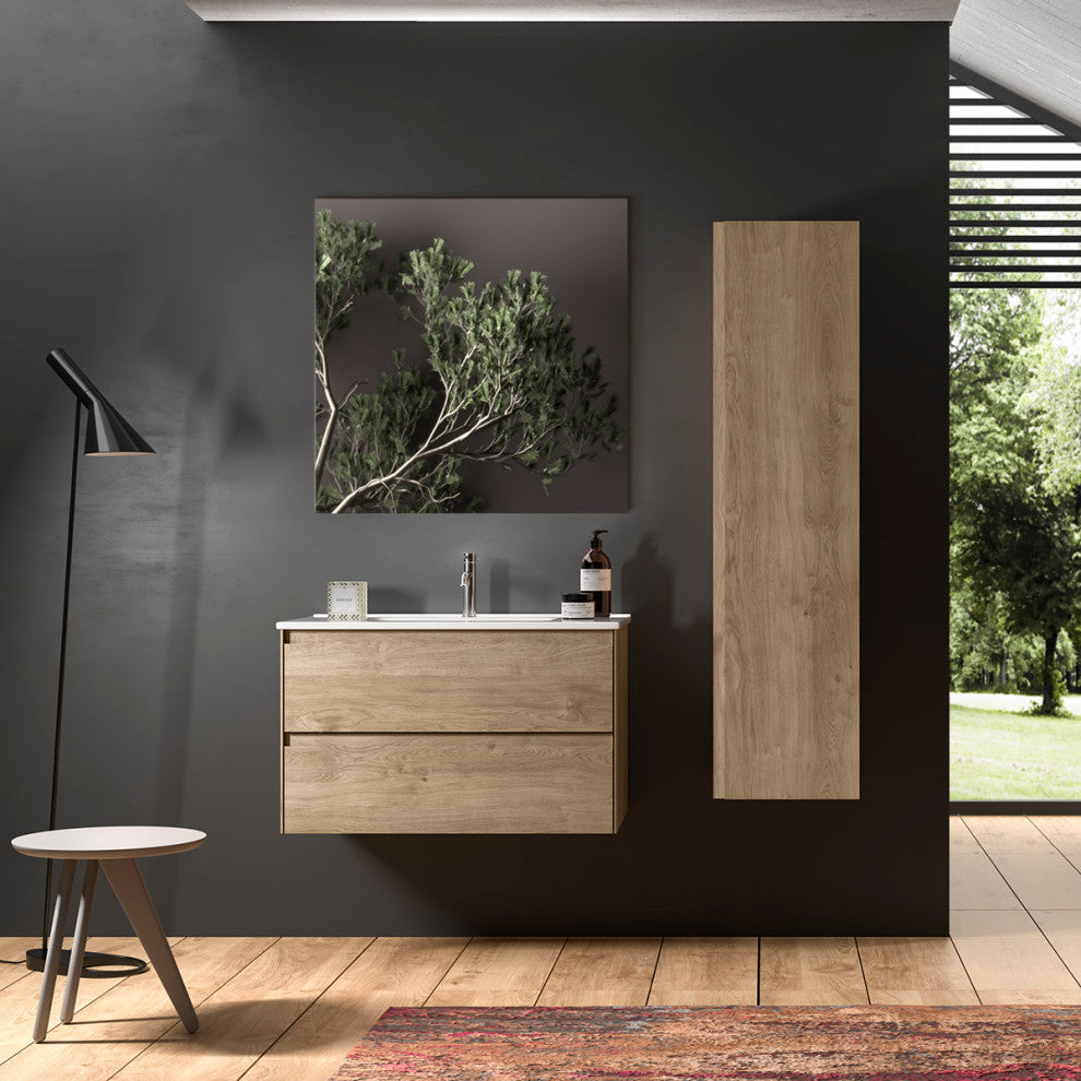WS Bath Collections Perla C80 Perla 32" Wall Mounted Single Basin - Grey Pine