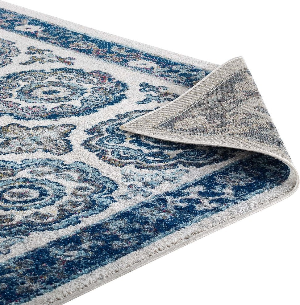 Transitional Distressed Vintage Floral Moroccan Trellis 8x10 Area Rug