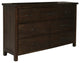 Benzara BM218217 Plank Style 7 Drawer Dresser With Wood Grain, Walnut Brown