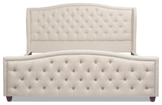 Fontana Wingback Upholstered Platform Bed Frame, Sky Neutral Beige Polyester, King