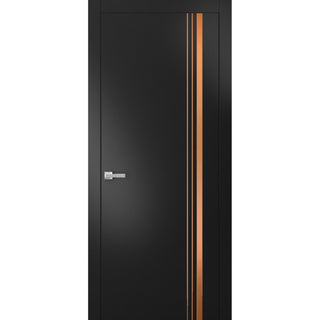 Solid French Door 36 x 84 | Planum 1010 Matte Black with| Bathroom