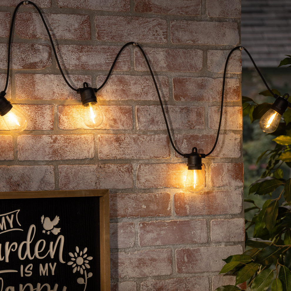 14.75' Black Electric LED Patio Lights, Remote and Connectable Function