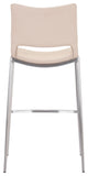 Bar Stool Chair Barstool, Set of 2, Faux Vinyl Leather, Steel, Pink, Silver