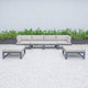 LeisureMod Chelsea 6-Piece Patio Ottoman Sectional Black Aluminum, Beige