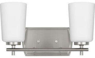 Adley Collection Two-Light Brushed Nickel Etched Opal Glass Bath Vanity Light
