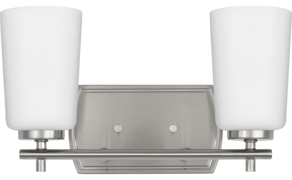Adley Collection Two-Light Brushed Nickel Etched Opal Glass Bath Vanity Light